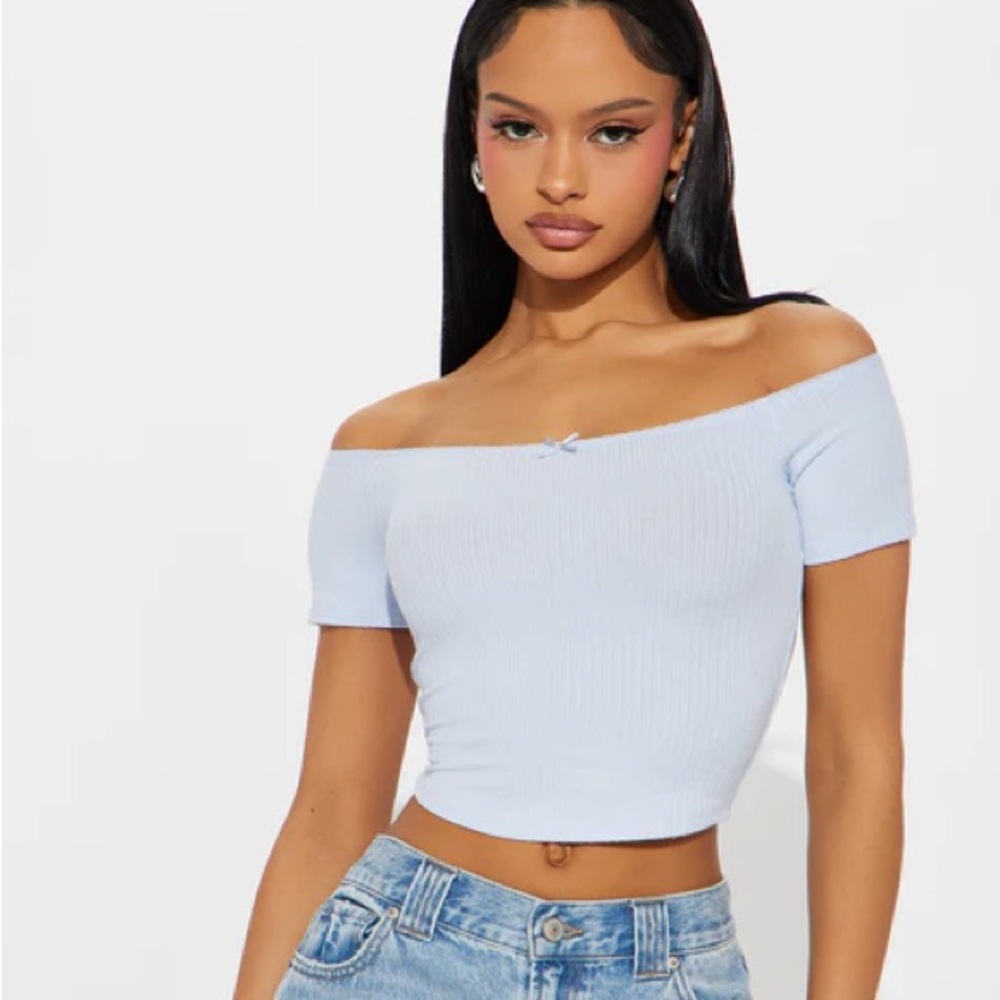 Light Blue Off-Shoulder Cropped Top NEW 🏷️